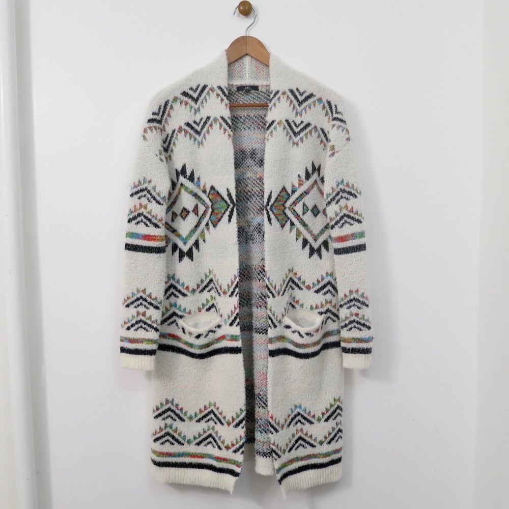 Western Long Line Cozy Montana Cowgirl Cardigan Size Med